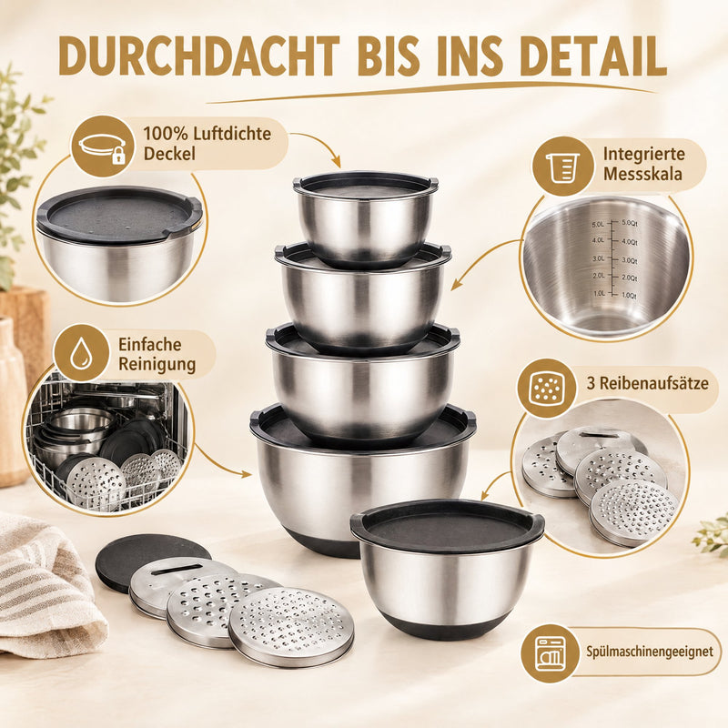 Schüssel Set aus Edelstahl mit Deckel