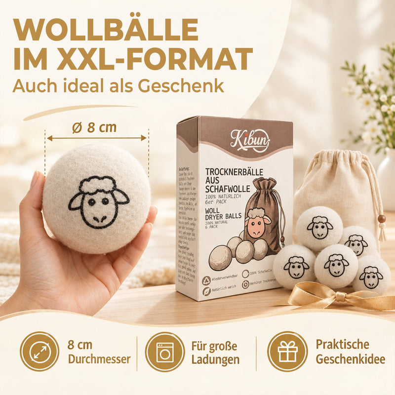 Trocknerbälle aus Schafwolle 6er Set