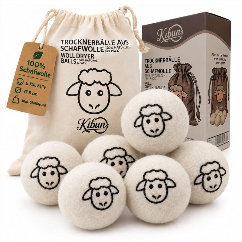 Trocknerbälle aus Schafwolle 6er Set