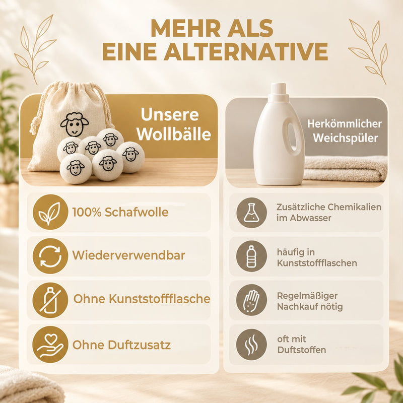 Trocknerbälle aus Schafwolle 6er Set