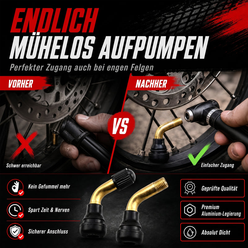 Schrader Winkelventile 90° Winkelventil für Motorrad, Roller & Quad