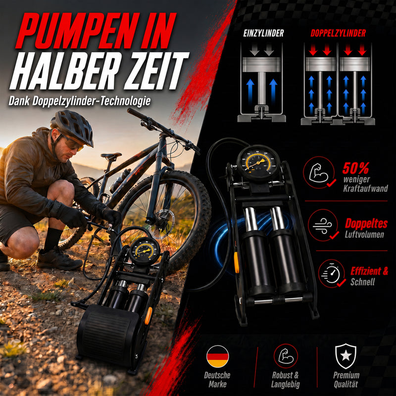 Tritt Fußpumpe Fahrradpumpe alle Ventile