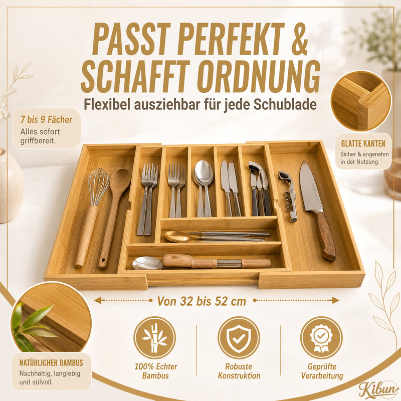 Bambus Besteckeinsatz ausziehbar