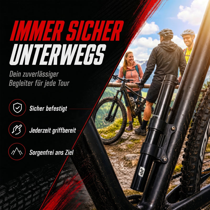 Profi Fahrrad-Handpumpe Luftpumpe inkl. Rahmenmontagematerial alle Ventile