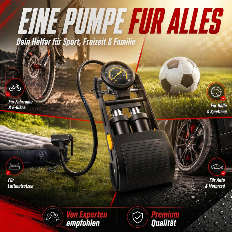 Tritt Fußpumpe Fahrradpumpe alle Ventile