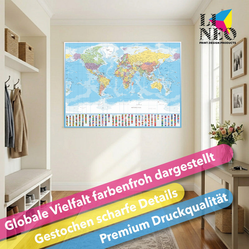 XXL Weltkarte Poster 120x85 cm