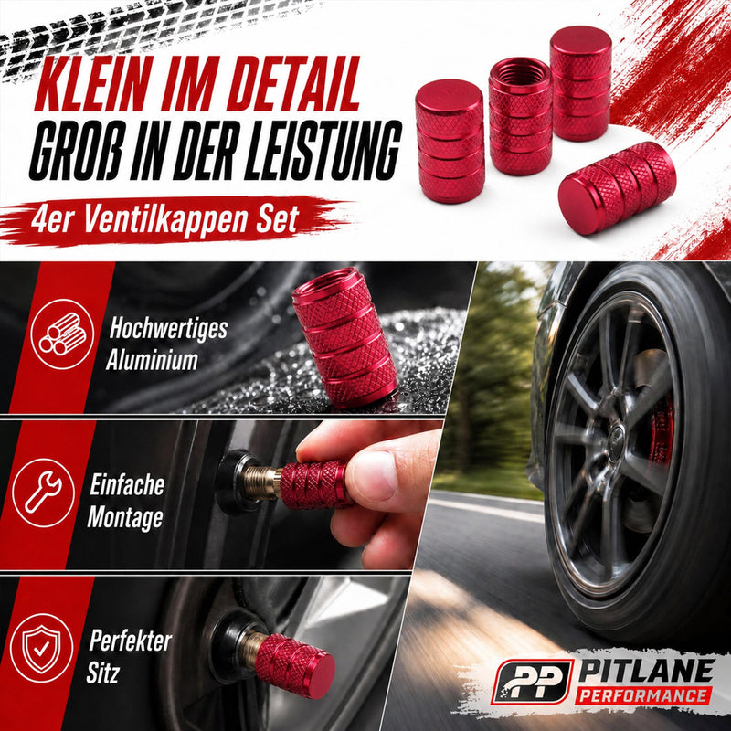 Schrader Ventilkappen, Aluminium Komfort, 4er Set