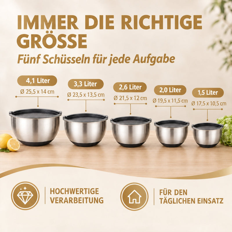 Schüssel Set aus Edelstahl mit Deckel