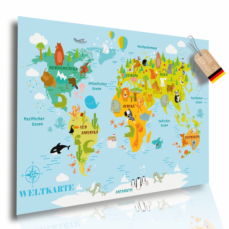 XXL Kinderposter Weltkarte für Kinder Größe: 60 x 42 cm