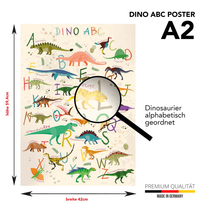 Dino ABC XXL Poster Lernposter Cartoon Größe: 60 x 42 cm