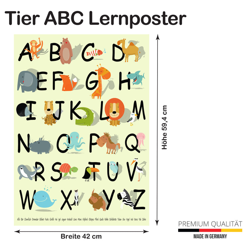 Poster Tier ABC für Kinder Größe: 60 x 42 cm