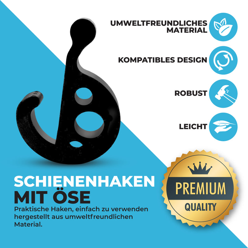 8 Stück Haken für Kederschiene 7mm Schwarz