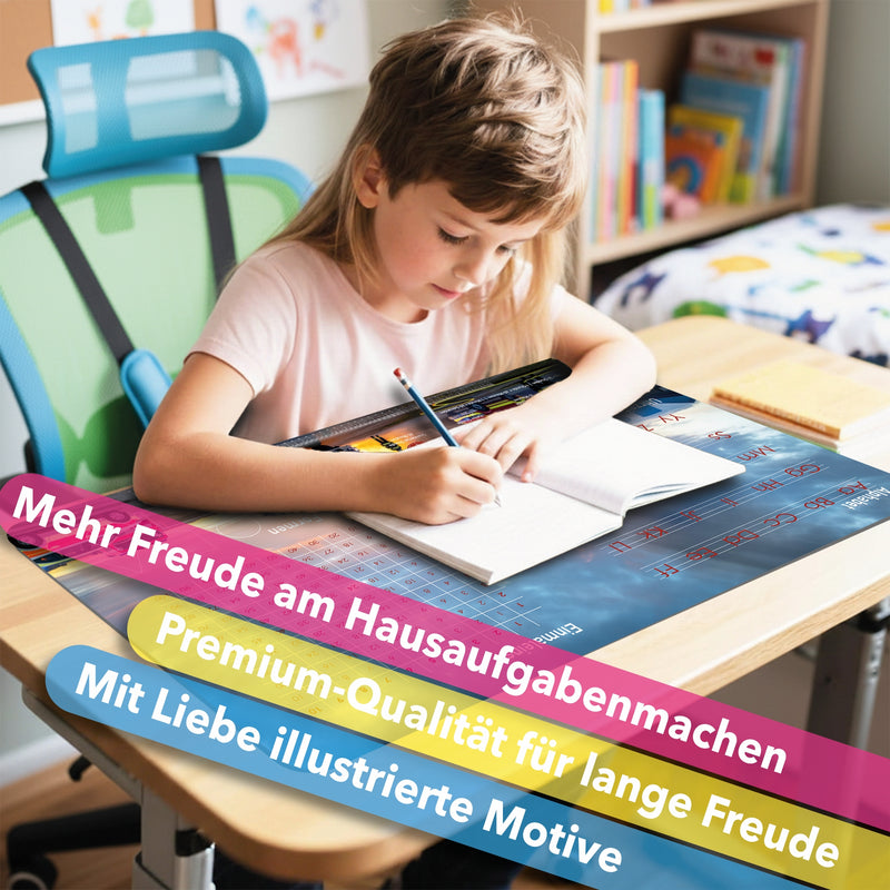 Schreibtischunterlage für Kinder 80x40 cm Lernunterlage