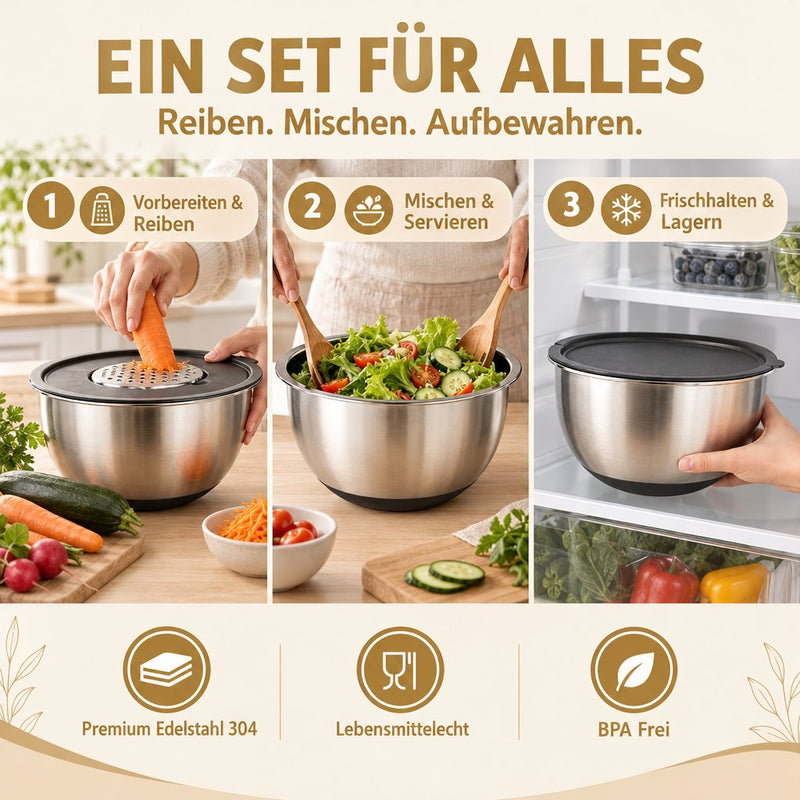 Schüssel Set aus Edelstahl mit Deckel