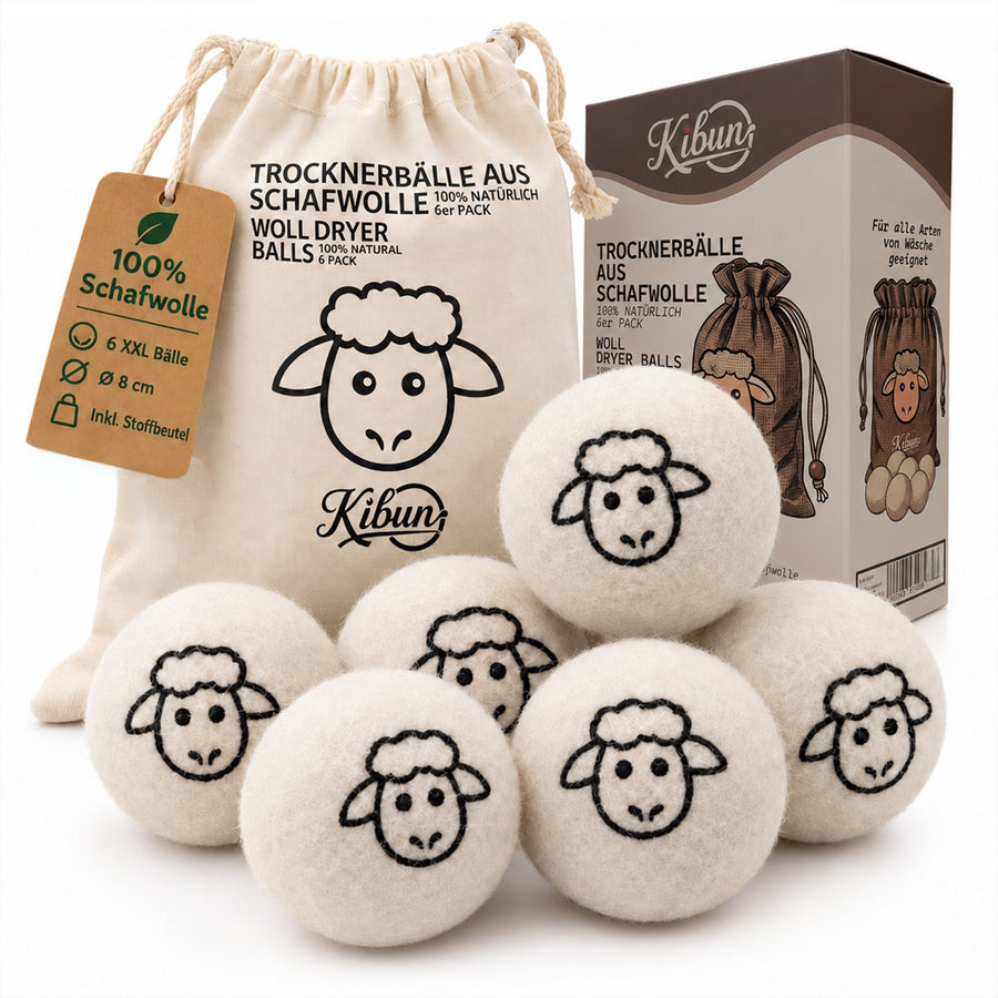 Trocknerbälle aus Schafwolle 6er Set