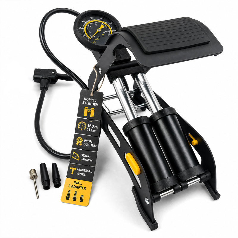 Tritt Fußpumpe Fahrradpumpe alle Ventile