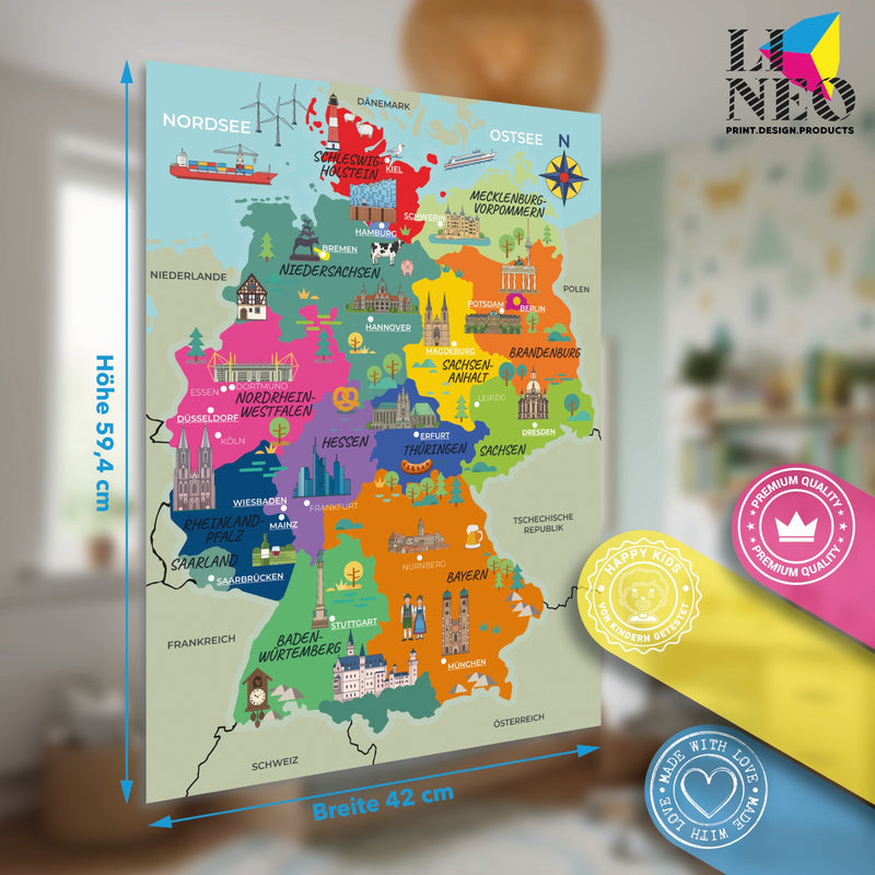 Poster Deutschlandkarte für Kinder