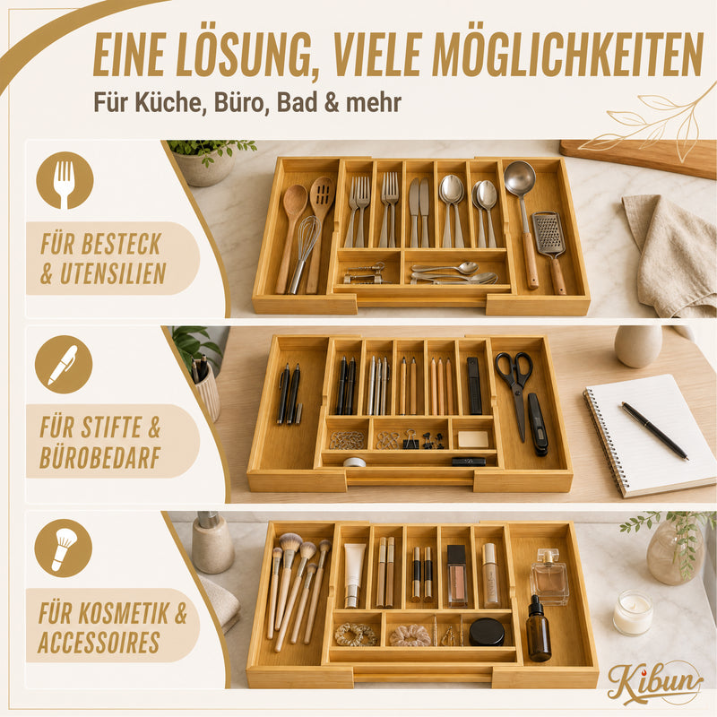 Bambus Besteckeinsatz ausziehbar