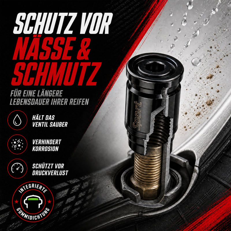 Schrader Ventilkappen NitroCaps mit Diebstahlschutz 4er Set