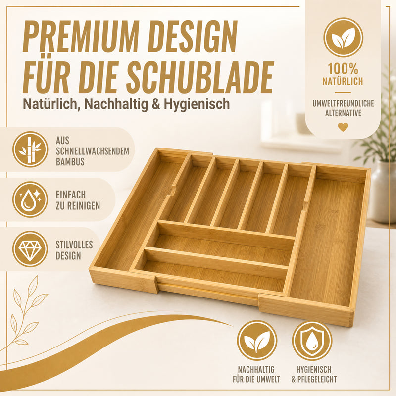 Bambus Besteckeinsatz ausziehbar