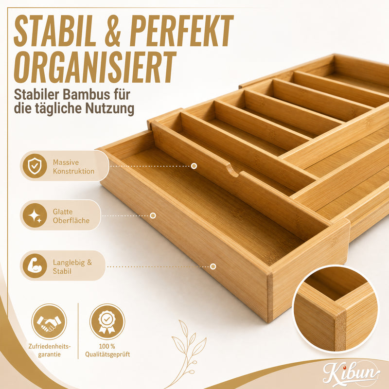 Bambus Besteckeinsatz ausziehbar