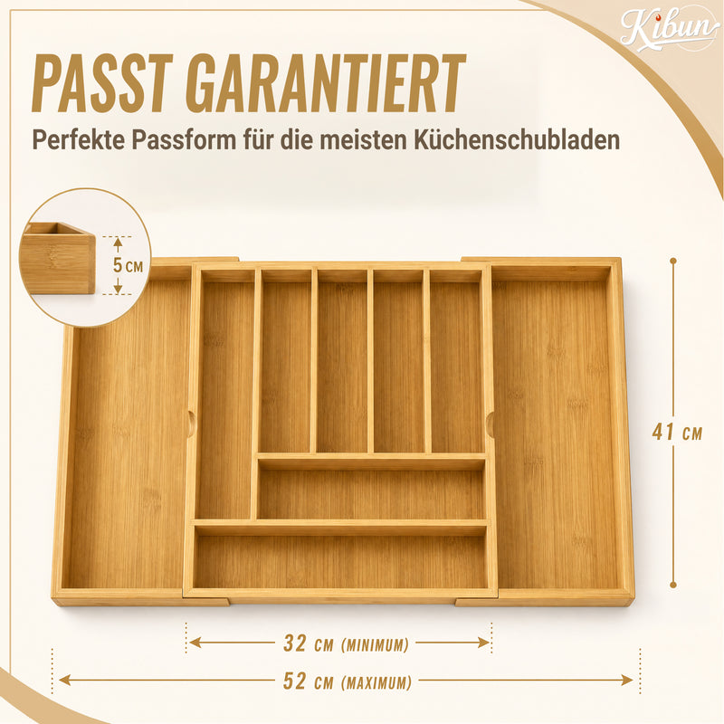 Bambus Besteckeinsatz ausziehbar