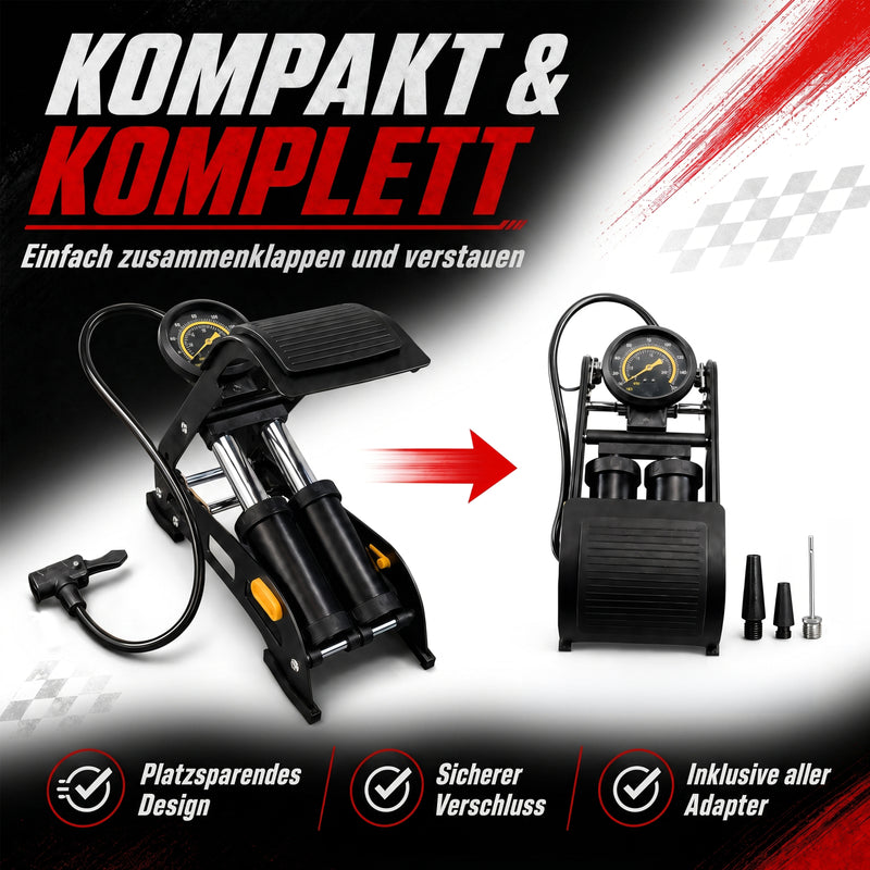 Tritt Fußpumpe Fahrradpumpe alle Ventile