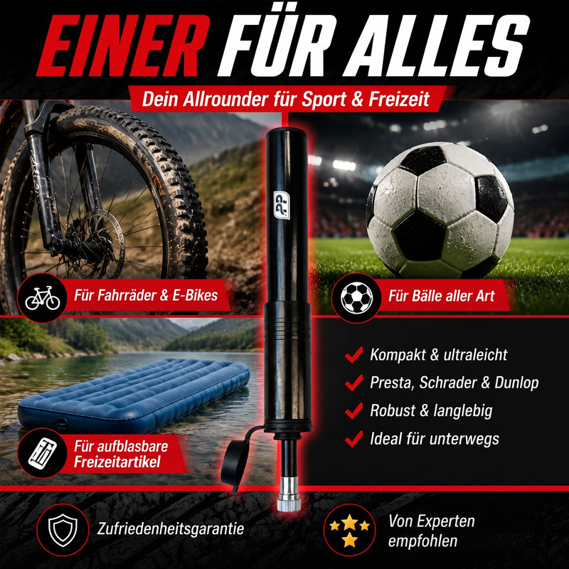 Profi Fahrrad-Handpumpe Luftpumpe inkl. Rahmenmontagematerial alle Ventile