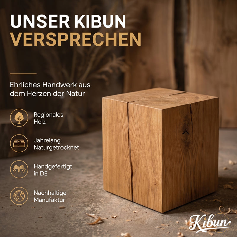 Beistelltisch Baumstamm-Holzwürfel aus massiver Eiche 85 kg - Unikat