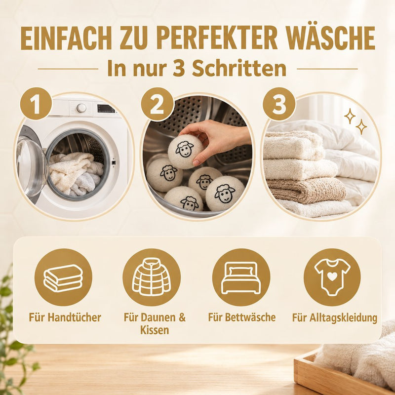 Trocknerbälle aus Schafwolle 6er Set