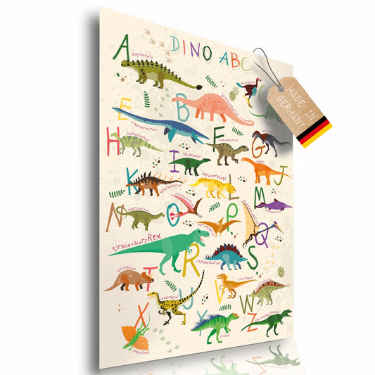 Dino ABC XXL Poster Lernposter Cartoon Größe: 60 x 42 cm