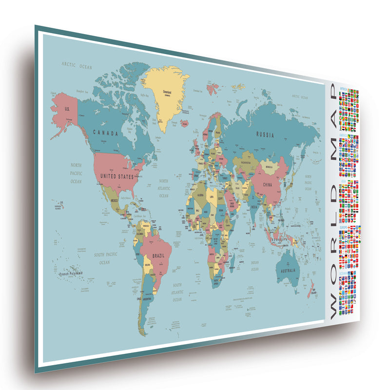Poster: Weltkarte Politisch; Größe: 100x44 cm