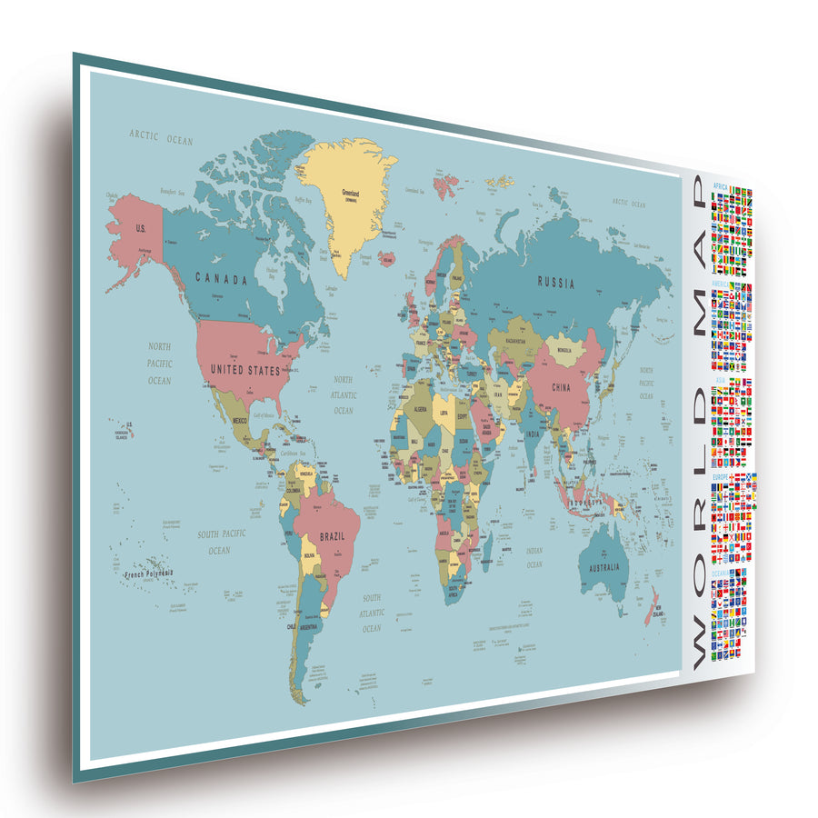 Poster: Weltkarte Politisch; Größe: 100x44 cm