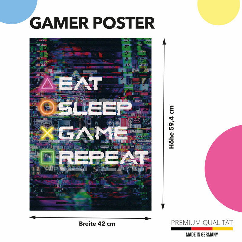 Poster für Gamer "Eat-Sleep-Game-Repeat"