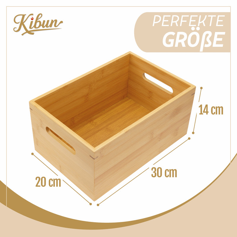 Holzkiste mit Griffe aus Bambus 30 x 20 x 14 cm