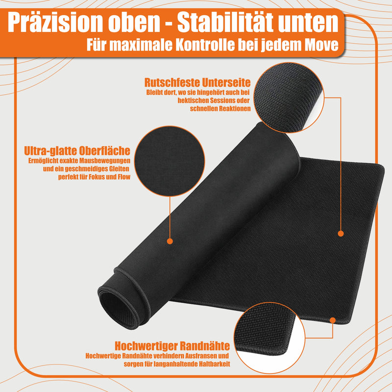 Mauspad für Gaming & Büro | rutschfest, in 90 x 40 cm oder 30 x 25 cm