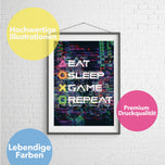Poster für Gamer "Eat-Sleep-Game-Repeat"