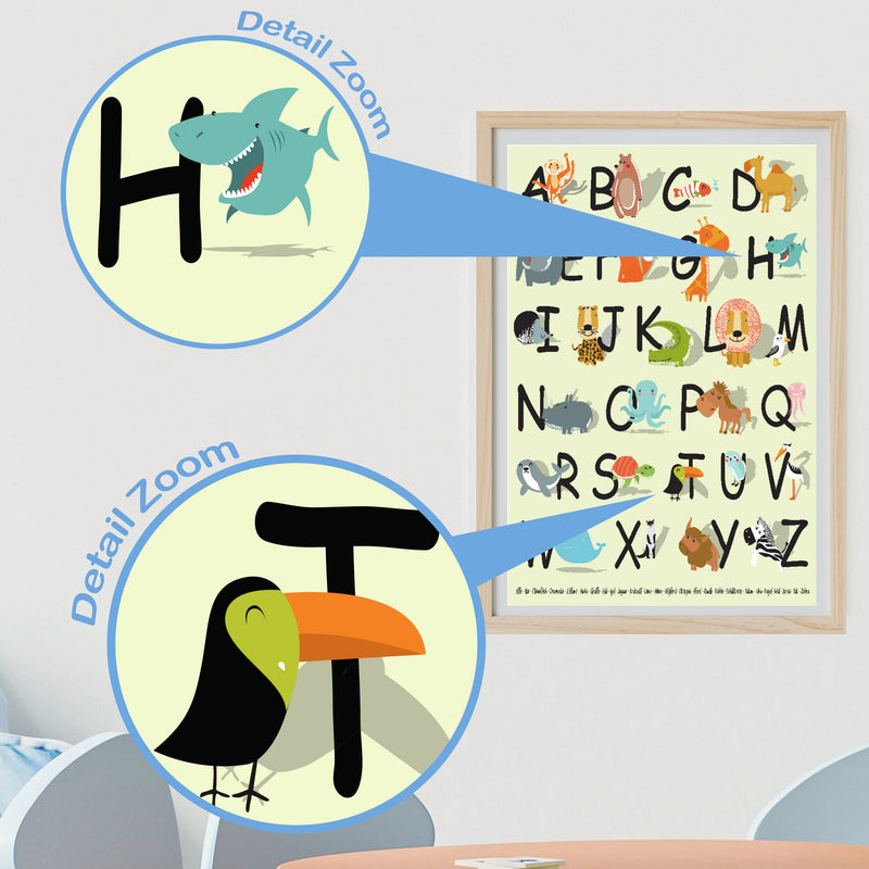 Poster Tier ABC für Kinder Größe: 60 x 42 cm