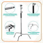 Galgenstativ Lichtstativ aus Edelstahl 96-260 cm