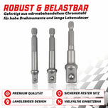 Stecknuss-Adapter 3er Set Sechskant auf 1/4", 1/2", 3/8" Vierkant