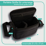 Kameratasche mit Schultergurt; Farbe: schwarz/grau