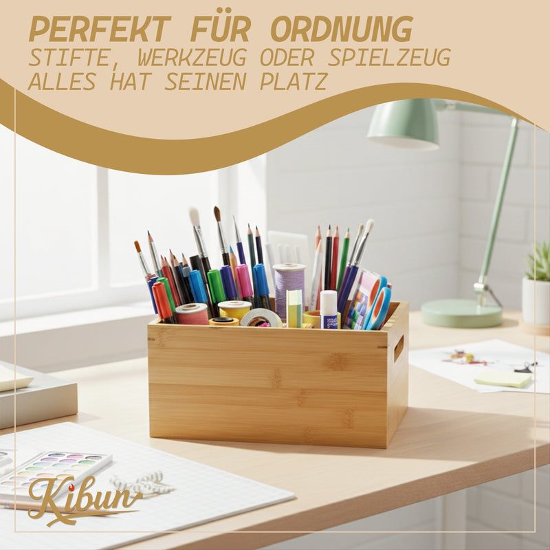 Holzkiste mit Griffe aus Bambus 30 x 20 x 14 cm