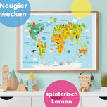 XXL Kinderposter Weltkarte für Kinder Größe: 60 x 42 cm