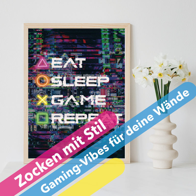 Poster für Gamer "Eat-Sleep-Game-Repeat"