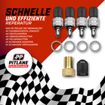 4er Set Dunlop Fahrradventil inkl. Kappe & Schrader Adapter 18 teiliges Reperaturset