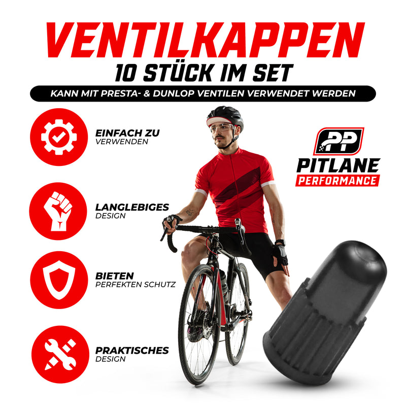 10er Set: Fahrrad Ventilkappen Dunlop/Presta