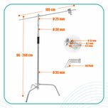 Galgenstativ Lichtstativ aus Edelstahl 96-260 cm
