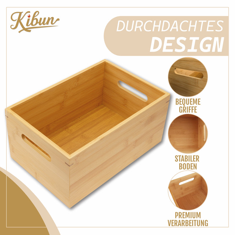 Holzkiste mit Griffe aus Bambus 30 x 20 x 14 cm