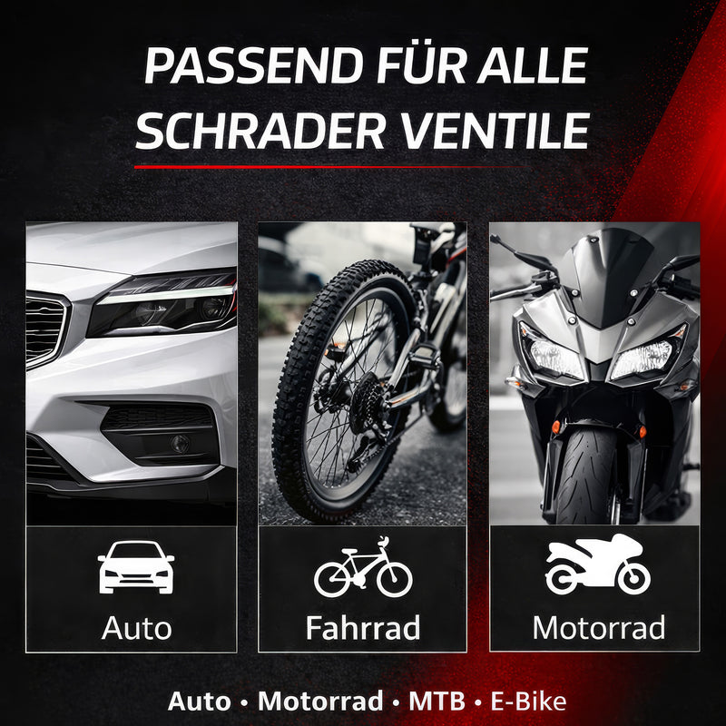 Metall‑Ventilkappe Schrader mit Ventileinsatz‑Ausdreher 25 Stück