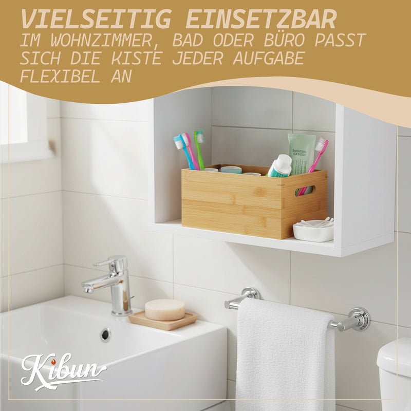 Holzkiste mit Griffe aus Bambus 30 x 20 x 14 cm
